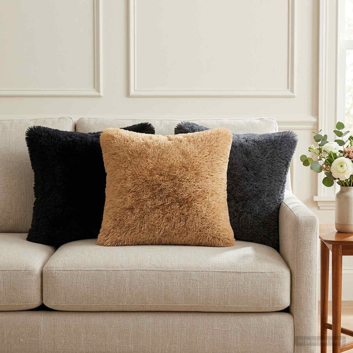 Cuscino con cuscino HEERLEN 12 pz Tortora Fleece PV | homemem39