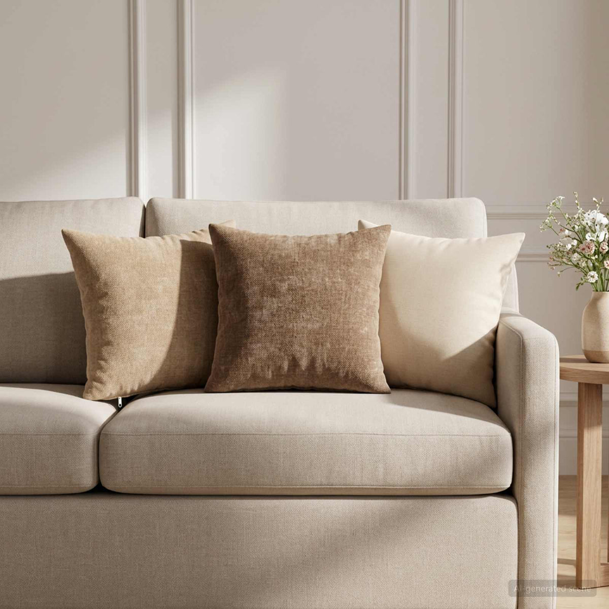 Cuscino 6 pz HEERLEN Crema 30 x 30 cm Tessuto Chenille | homemem39