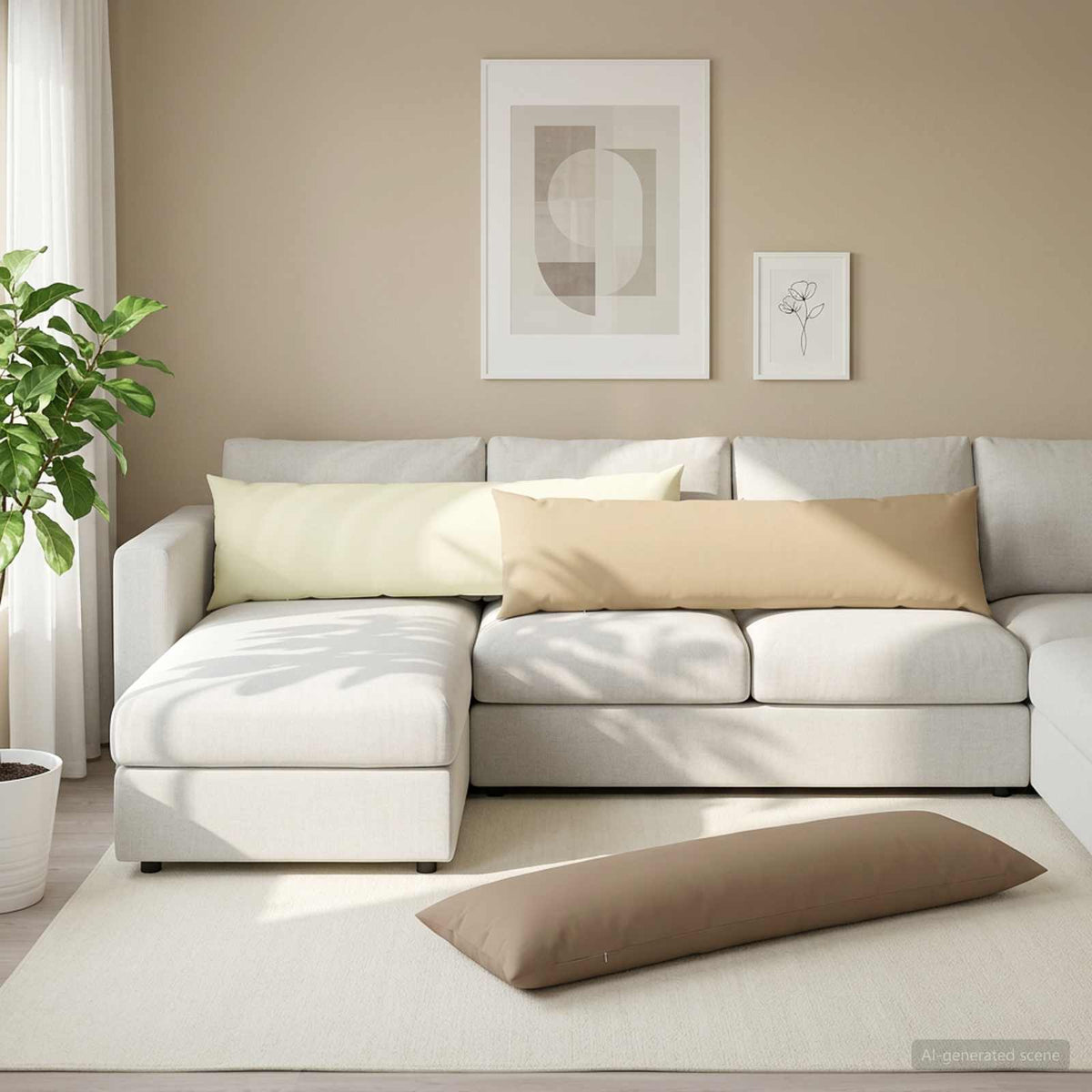 Cuscino 2 pz HEERLEN Beige 40 x 145 cm Poliestere | homemem39