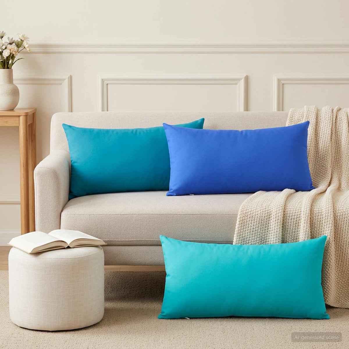 Cuscino con cuscino HEERLEN 2 pz Azzurro Poliestere | homemem39