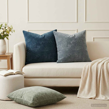 Federa 2 pz HEERLEN Blu 50 x 50 cm Tessuto Chenille | homemem39