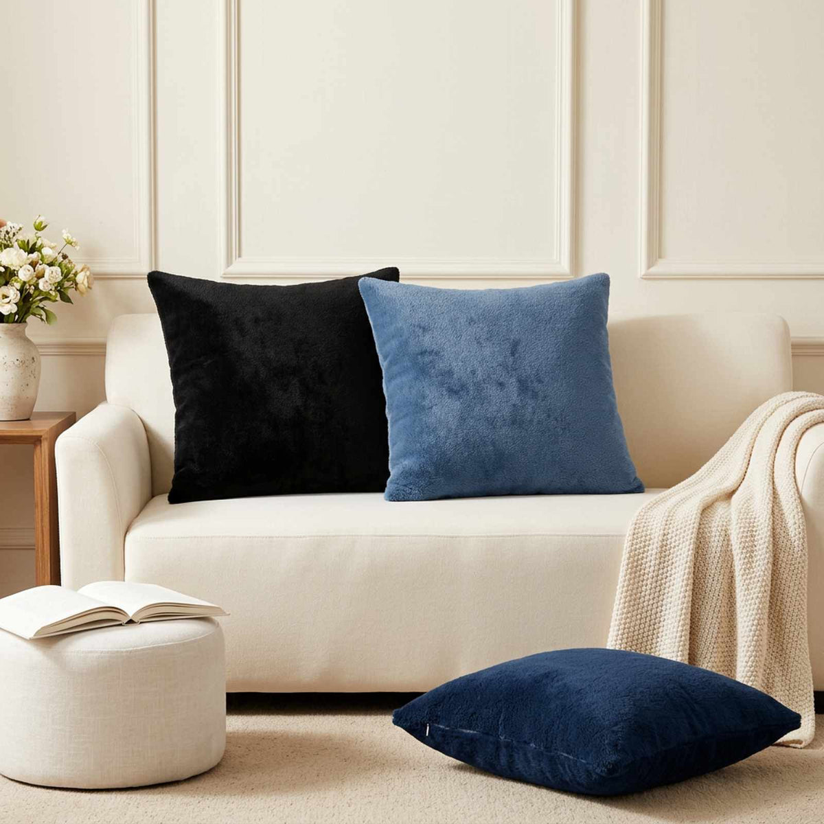 Federa 2 pz HEERLEN Blu navy 45 x 45 cm Flanella | homemem39