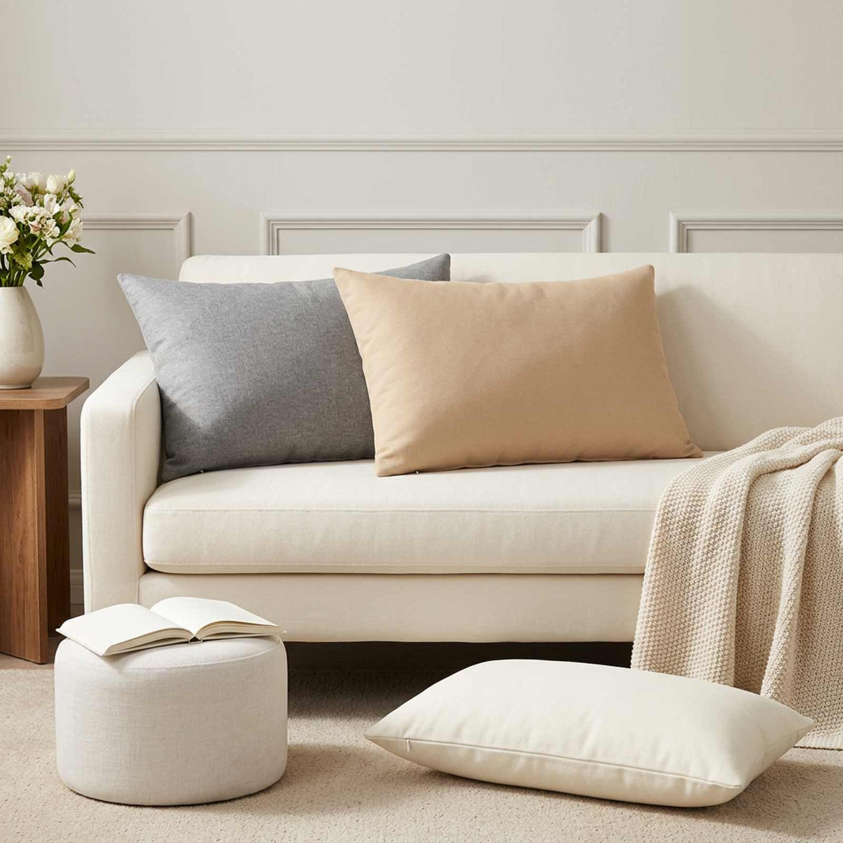 Cuscino da Lanciare 2 pz HEERLEN Bianco 50 x 75 cm Tessuto