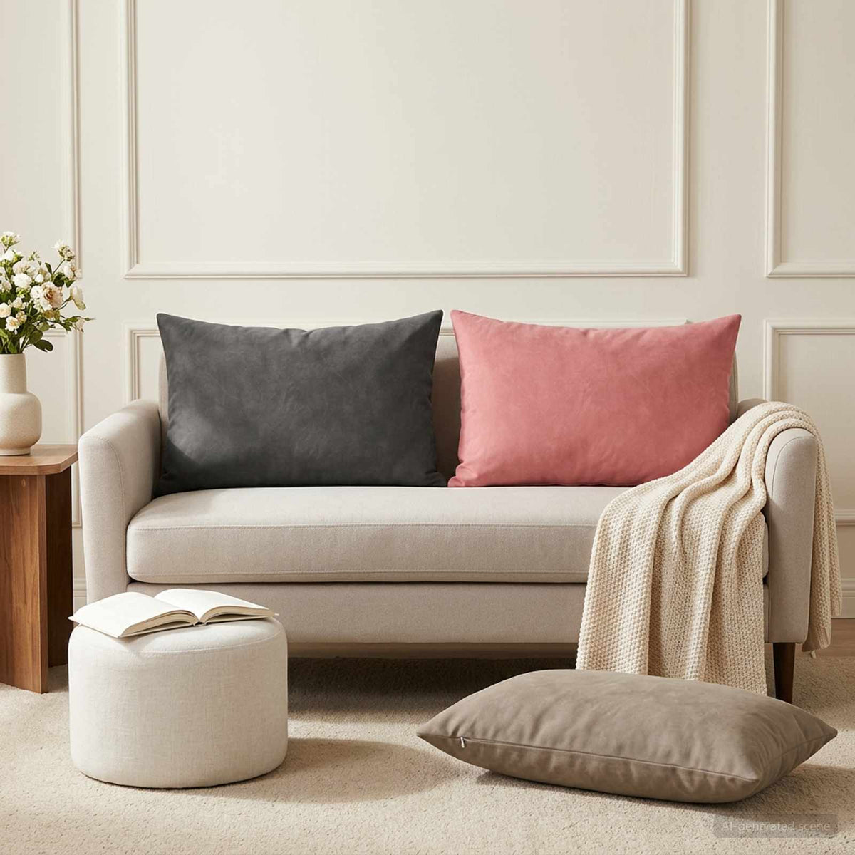 Cuscino con cuscino HEERLEN 2 pz Rosa Velluto | homemem39