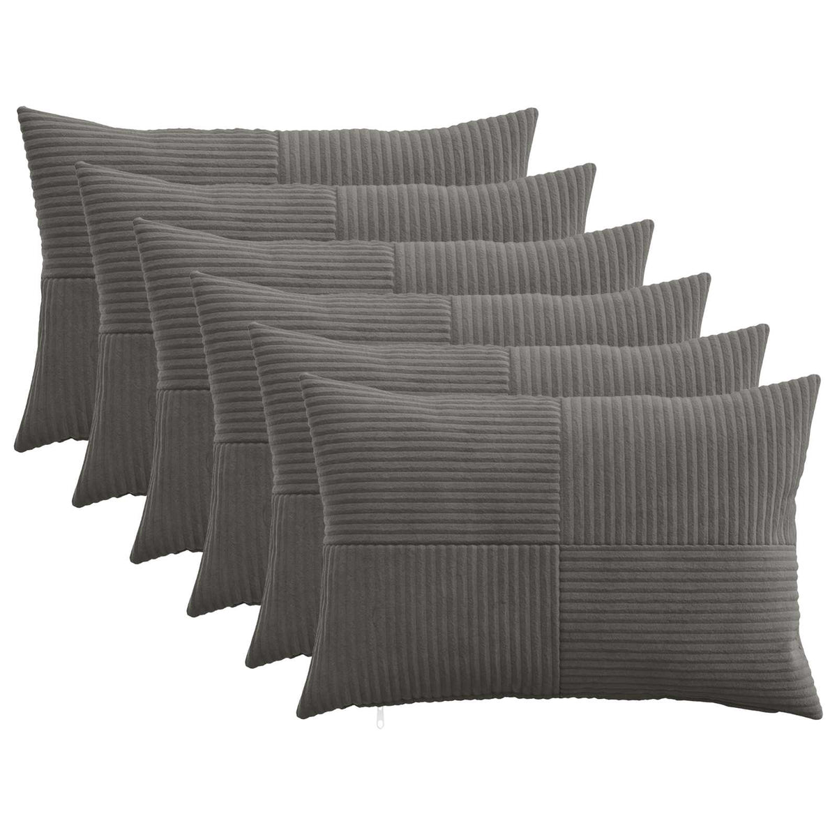 Federa 6 pcs ALMELO Grigio Scuro 30 x 50 cm corduroy | homemem39