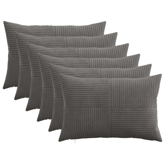 Federa 6 pcs ALMELO Grigio Scuro 30 x 50 cm corduroy | homemem39