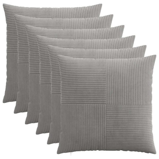 Federa 6 pcs ALMELO Grigio Chiaro 80 x 80 cm corduroy | homemem39