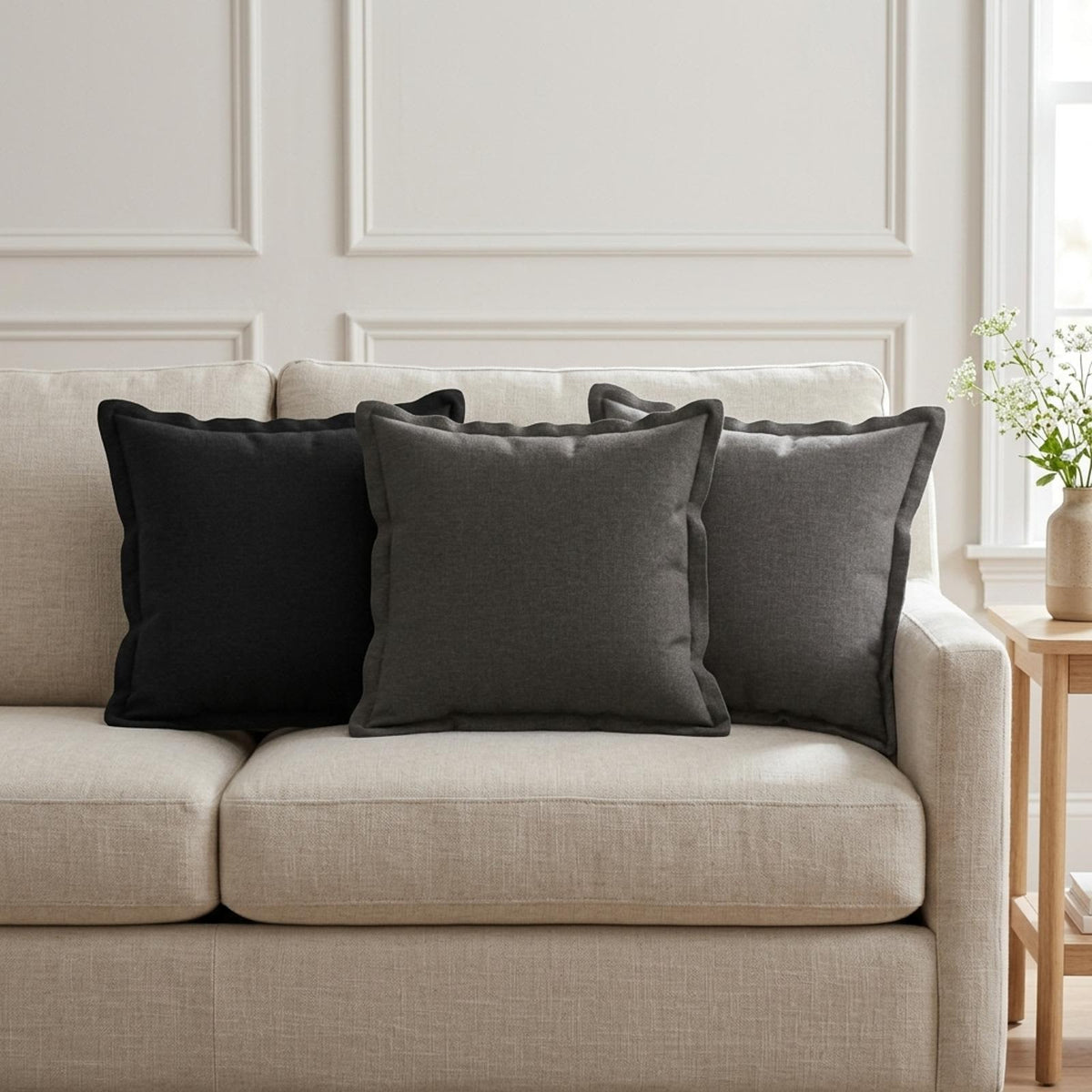Cuscino 12 pz HOUTEN Grigio Scuro 40 x 40 cm Lino
