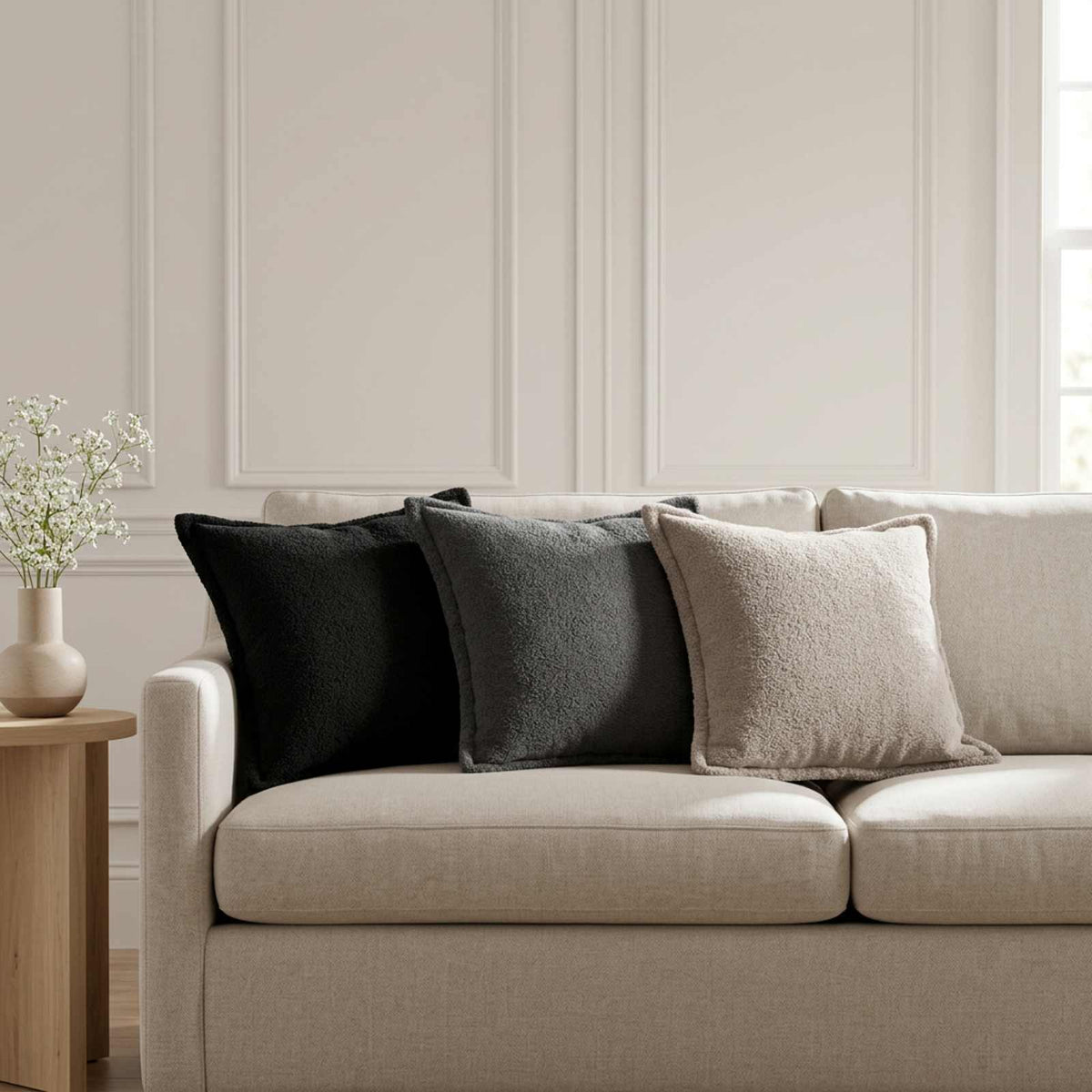 Federa 2 pz HOUTEN Nero 30 x 30 cm Bouclé | homemem39