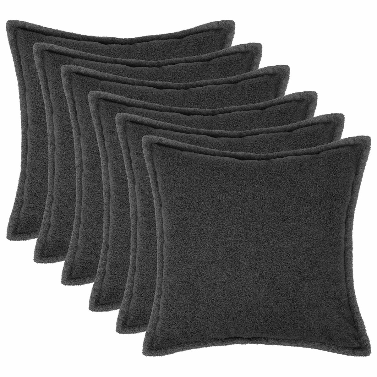 Federa 6 pcs HOUTEN Grigio Scuro 40 x 40 cm Bouclé