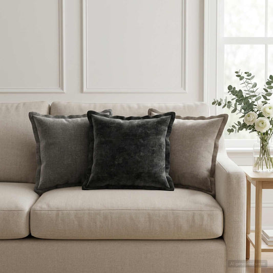 Federa 2 pz HOUTEN Antracite 40 x 40 cm Tessuto Chenille