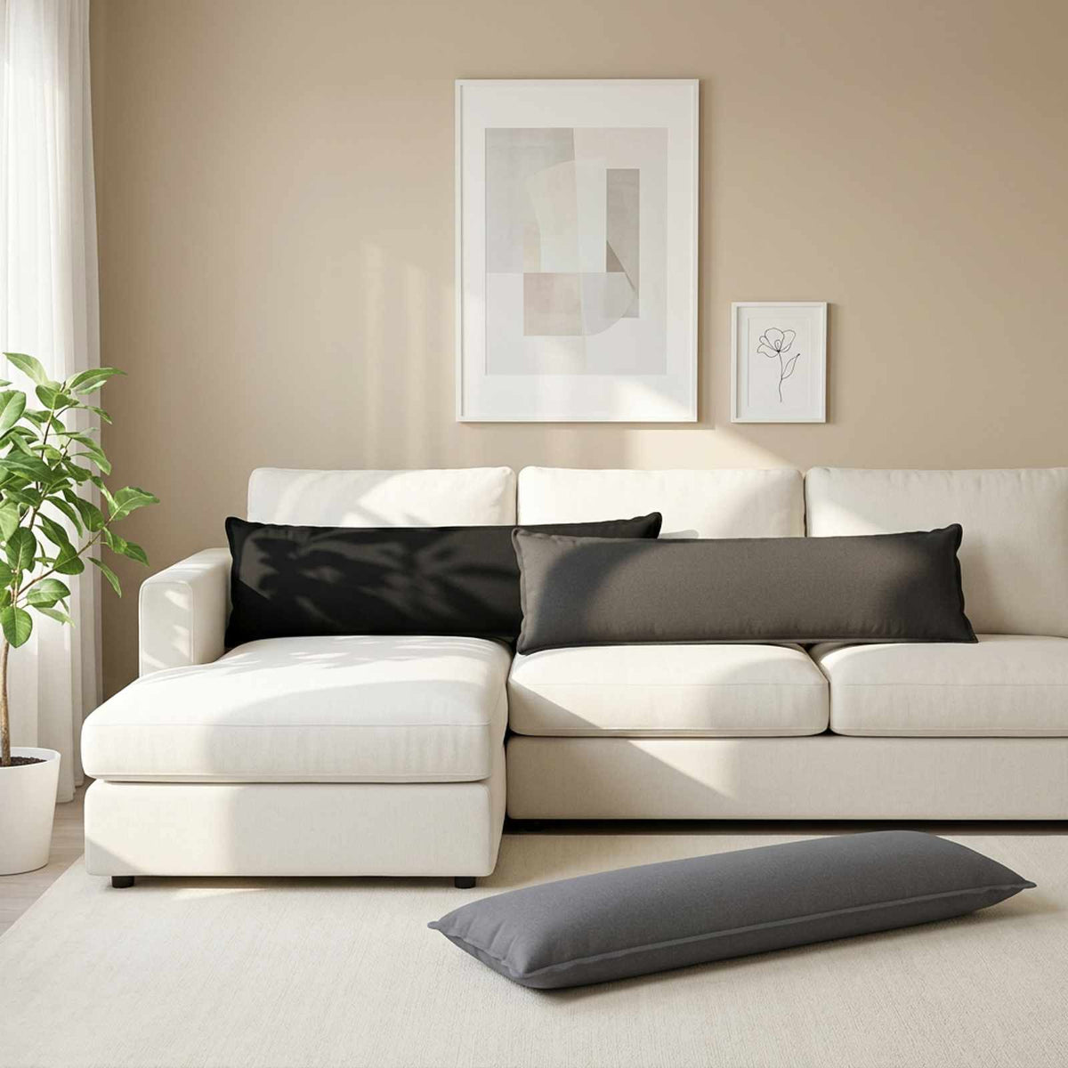 Cuscino 2 pz HOUTEN Grigio Chiaro 40 x 145 cm Lino