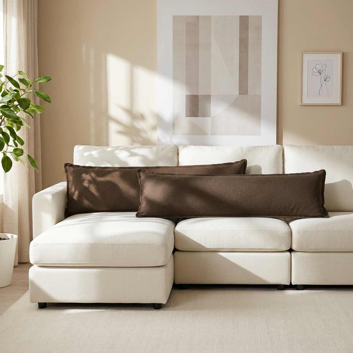 Cuscino 2 pz HOUTEN Tortora 40 x 145 cm Lino