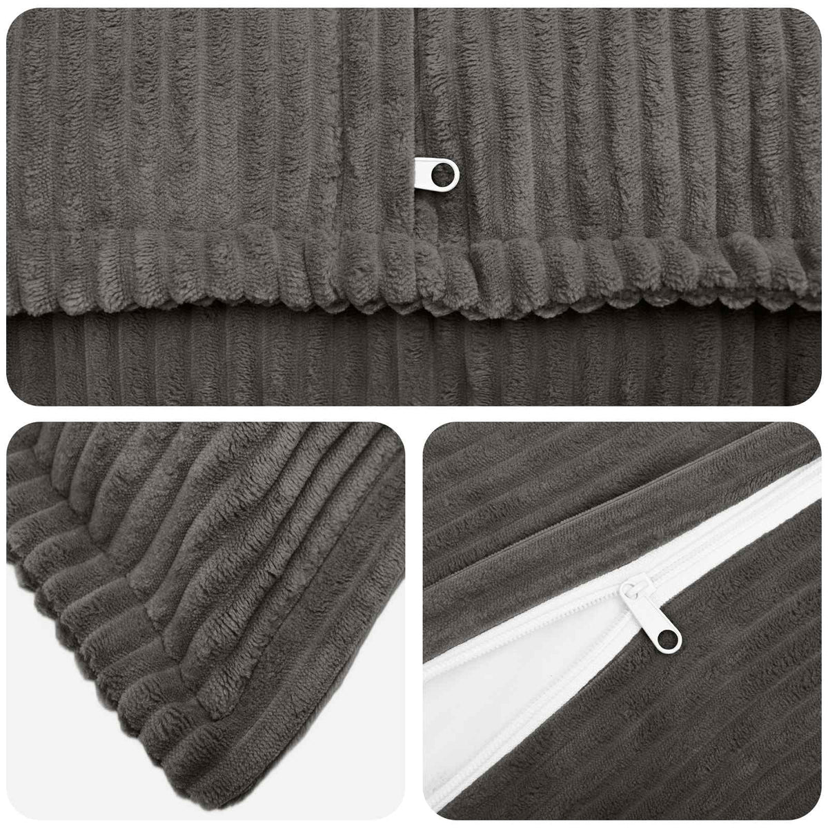 Federa 2 pz HOUTEN Grigio Scuro 40 x 60 cm corduroy | homemem39