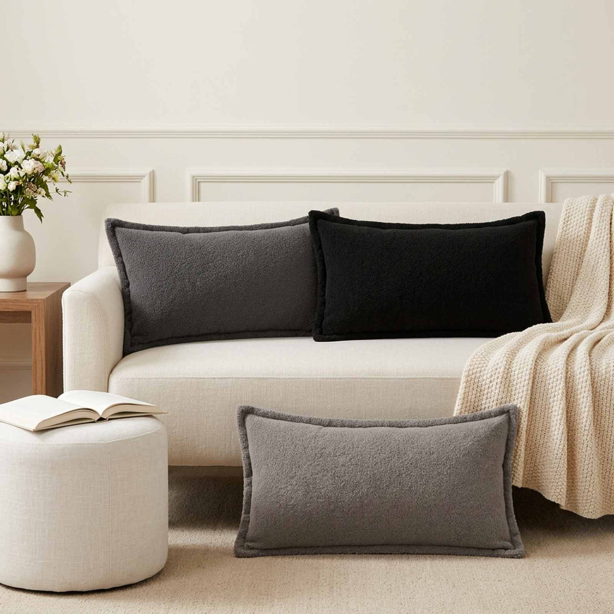 Federa 2 pz HOUTEN Nero 40 x 80 cm Bouclé | homemem39
