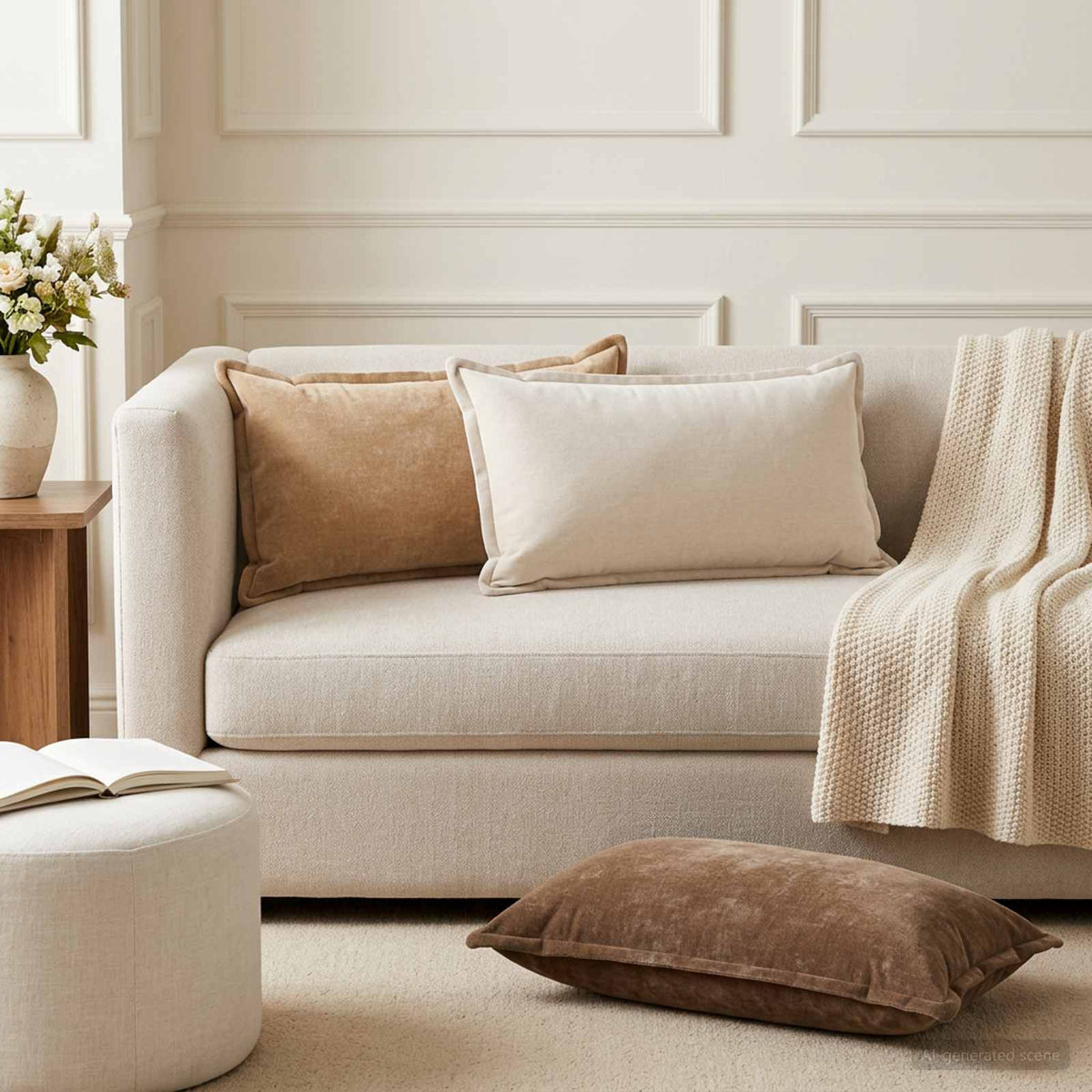 Federa 12 pz HOUTEN Tortora 40 x 80 cm Tessuto Chenille | homemem39
