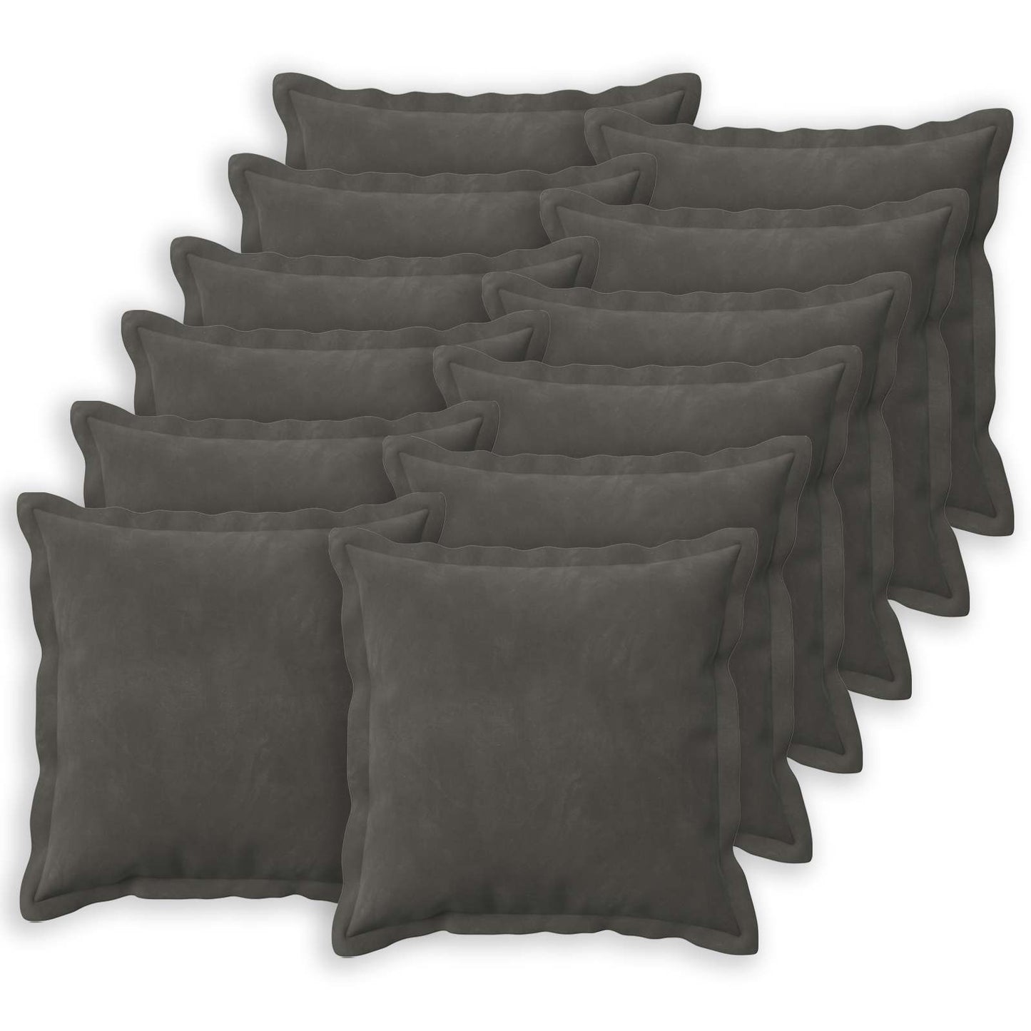 Federa 12 pcs HOUTEN Grigio Scuro 45 x 45 cm Velluto
