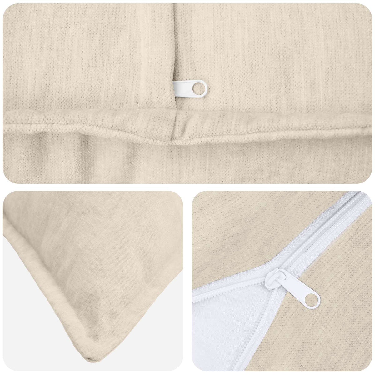 Federa 6 pz HOUTEN Crema 50 x 50 cm Tessuto Chenille