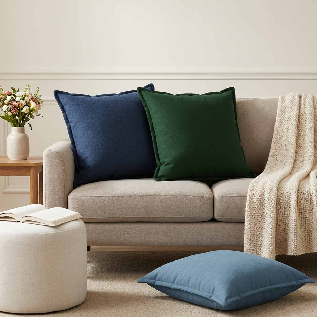 Cuscino 2 pz HOUTEN Blu jeans 60 x 60 cm Lino