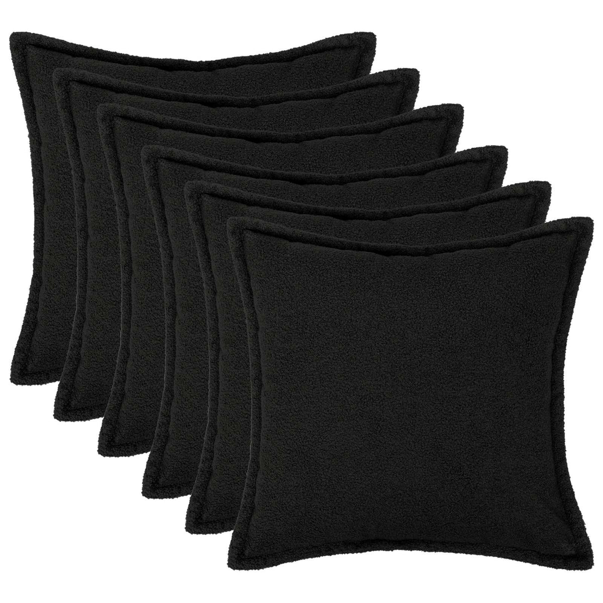 Federa 6 pcs HOUTEN Nero 55 x 55 cm Bouclé