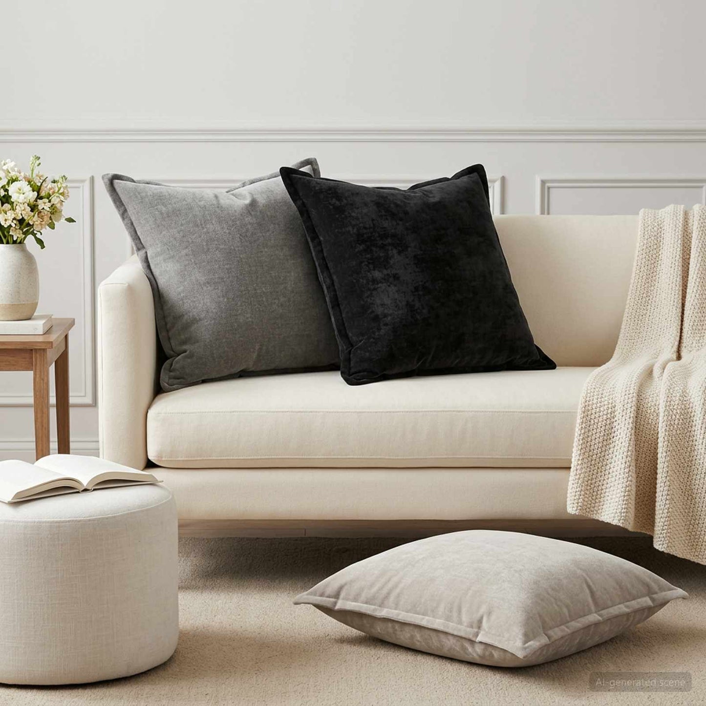 Federa 2 pz HOUTEN Grigio Chiaro 55 x 55 cm Tessuto Chenille