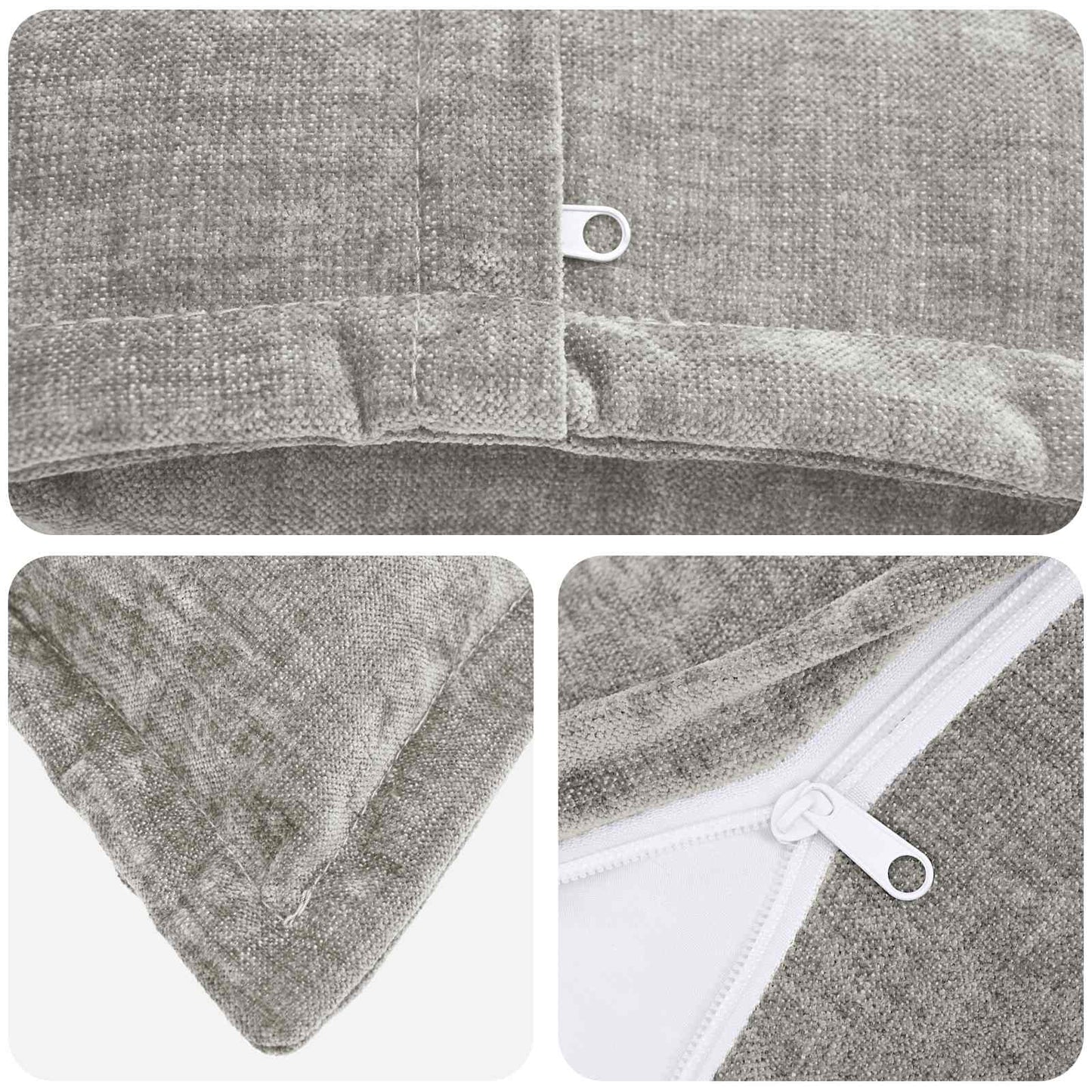 Federa 2 pz HOUTEN Grigio Chiaro 55 x 55 cm Tessuto Chenille