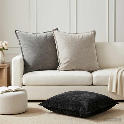 Federa 2 pz HOUTEN Antracite 80 x 80 cm Tessuto Chenille