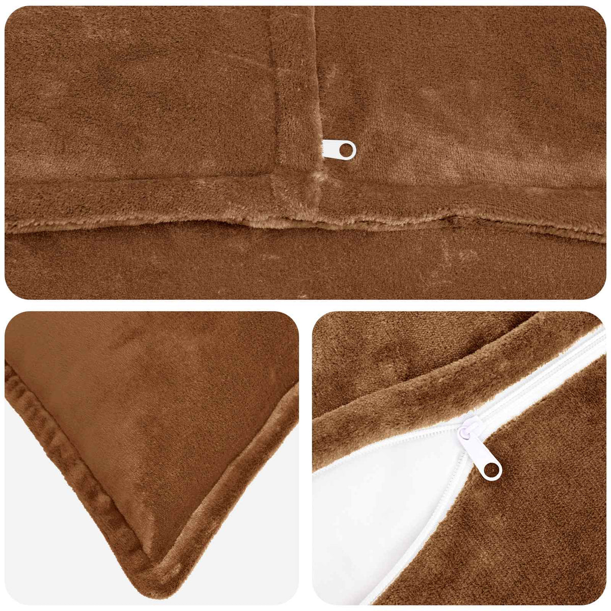 Federa 2 pz HOUTEN Marrone Chiaro 65 x 65 cm Flanella