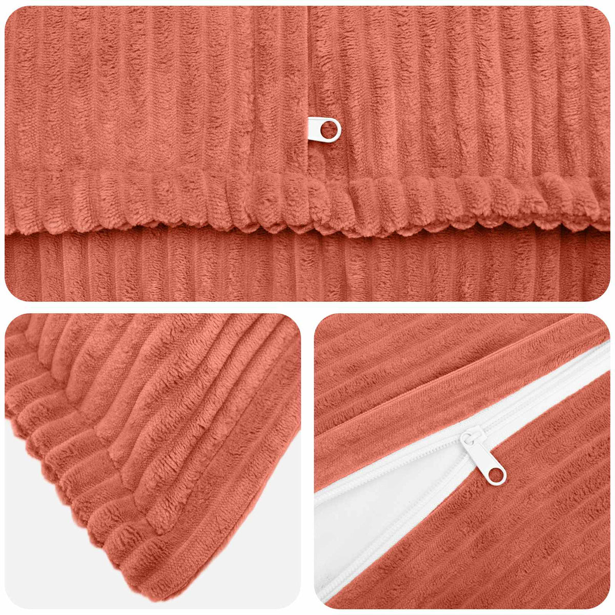 Federa 6 pz HOUTEN Rosso Arancio 80 x 80 cm corduroy | homemem39