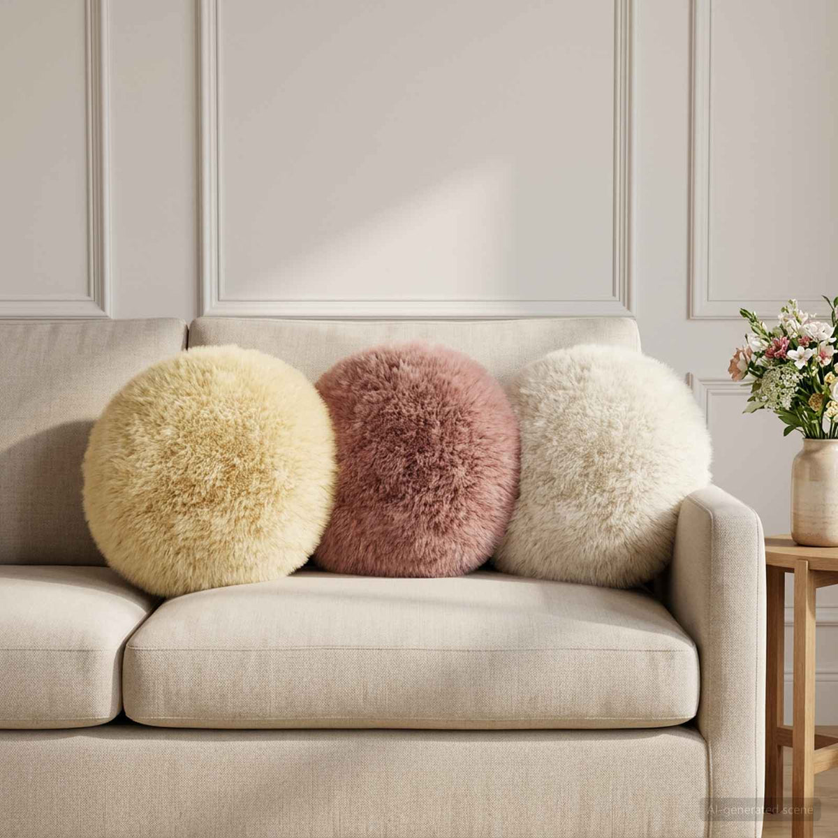 Cuscino con cuscino HEERLEN 6 pz Bianco Fleece PV