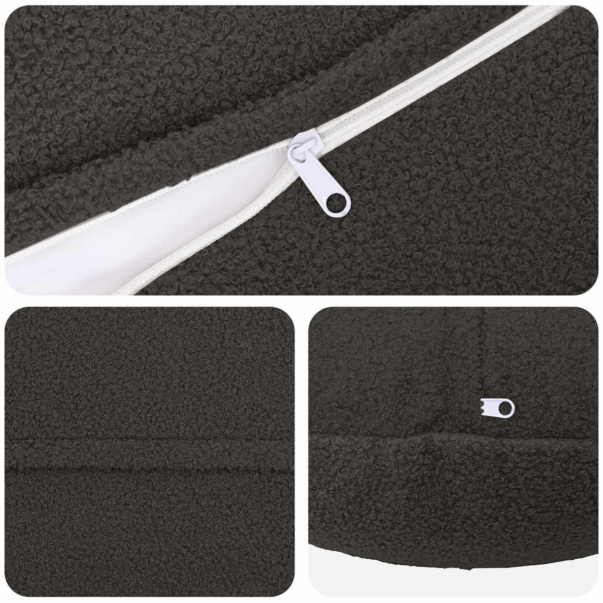Federa 6 pcs HEERLEN Grigio Scuro Ø 40 cm Bouclé | homemem39