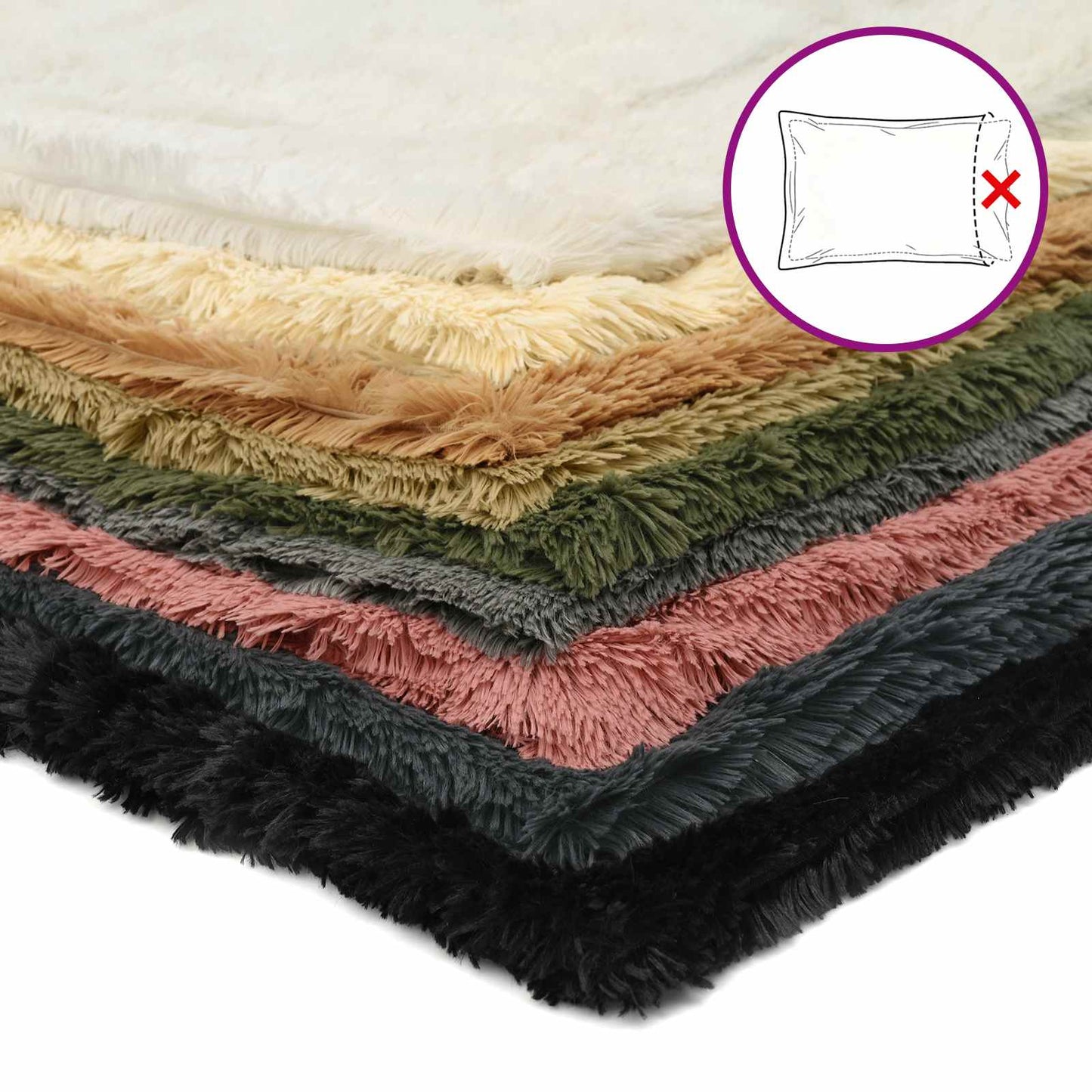 Federa 6 pcs HEERLEN Grigio Chiaro Ø 40 cm Fleece PV