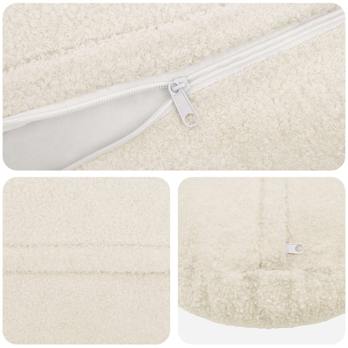 Federa 2 pcs HEERLEN Crema Ø 50 cm Bouclé | homemem39