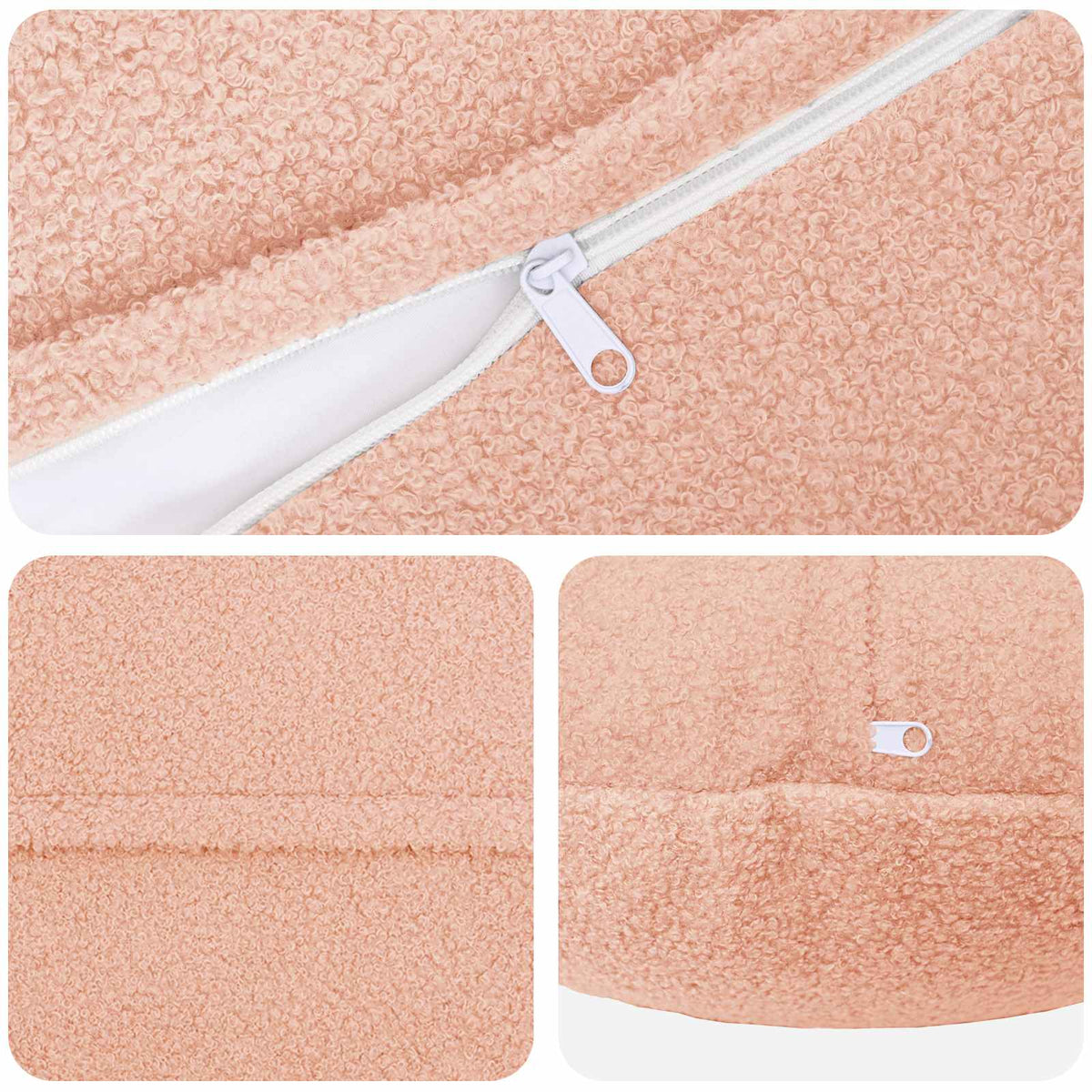 Federa 2 pcs HEERLEN Rosa Ø 50 cm Bouclé | homemem39