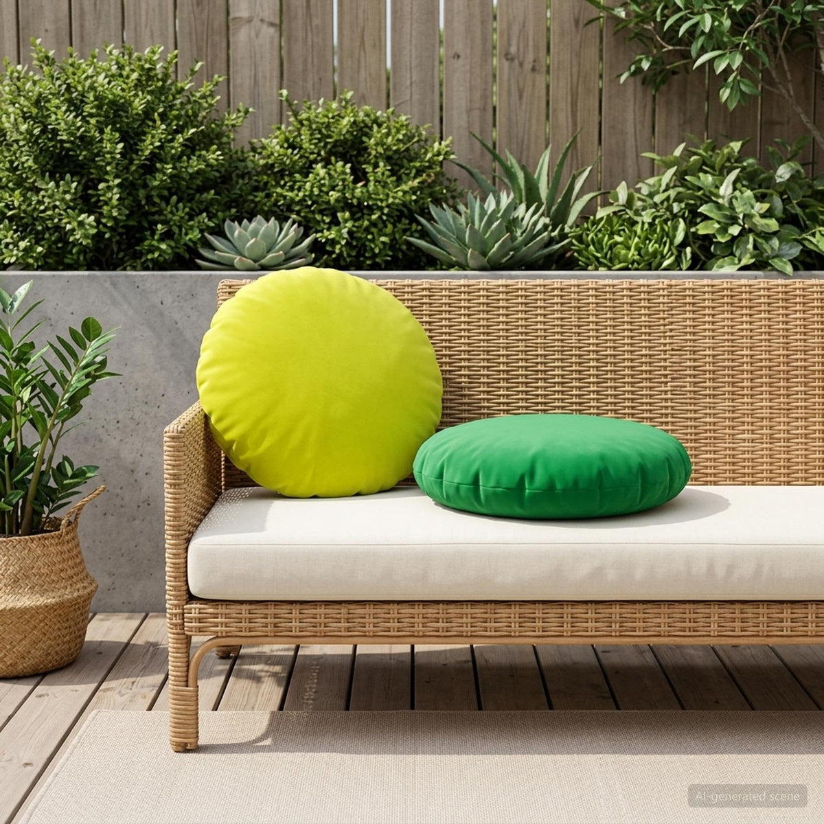 Cuscino 6 pz HEERLEN Verde brillante. Ø 50 cm Poliestere