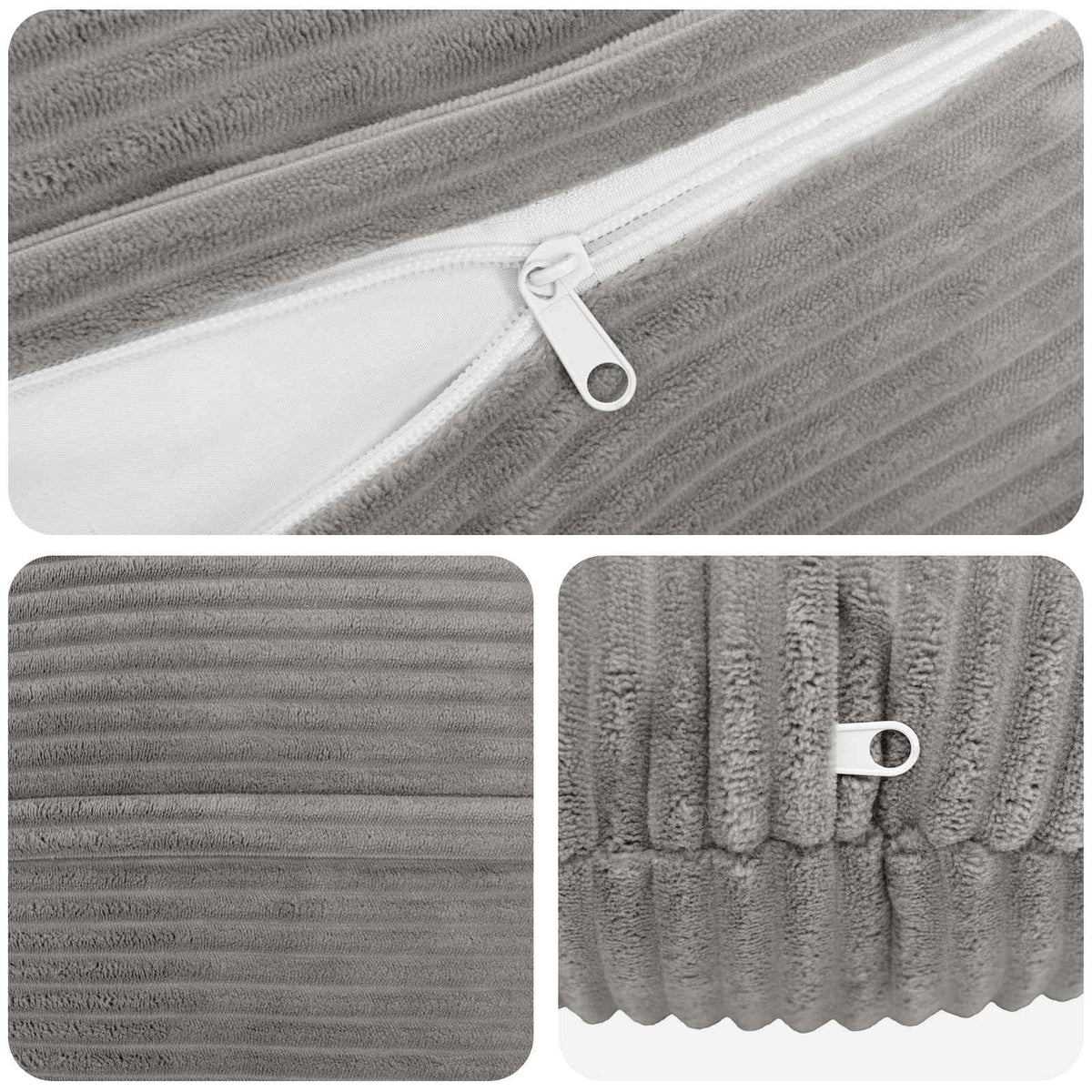 Federa 2 pcs HEERLEN Grigio Chiaro Ø 60 cm corduroy | homemem39