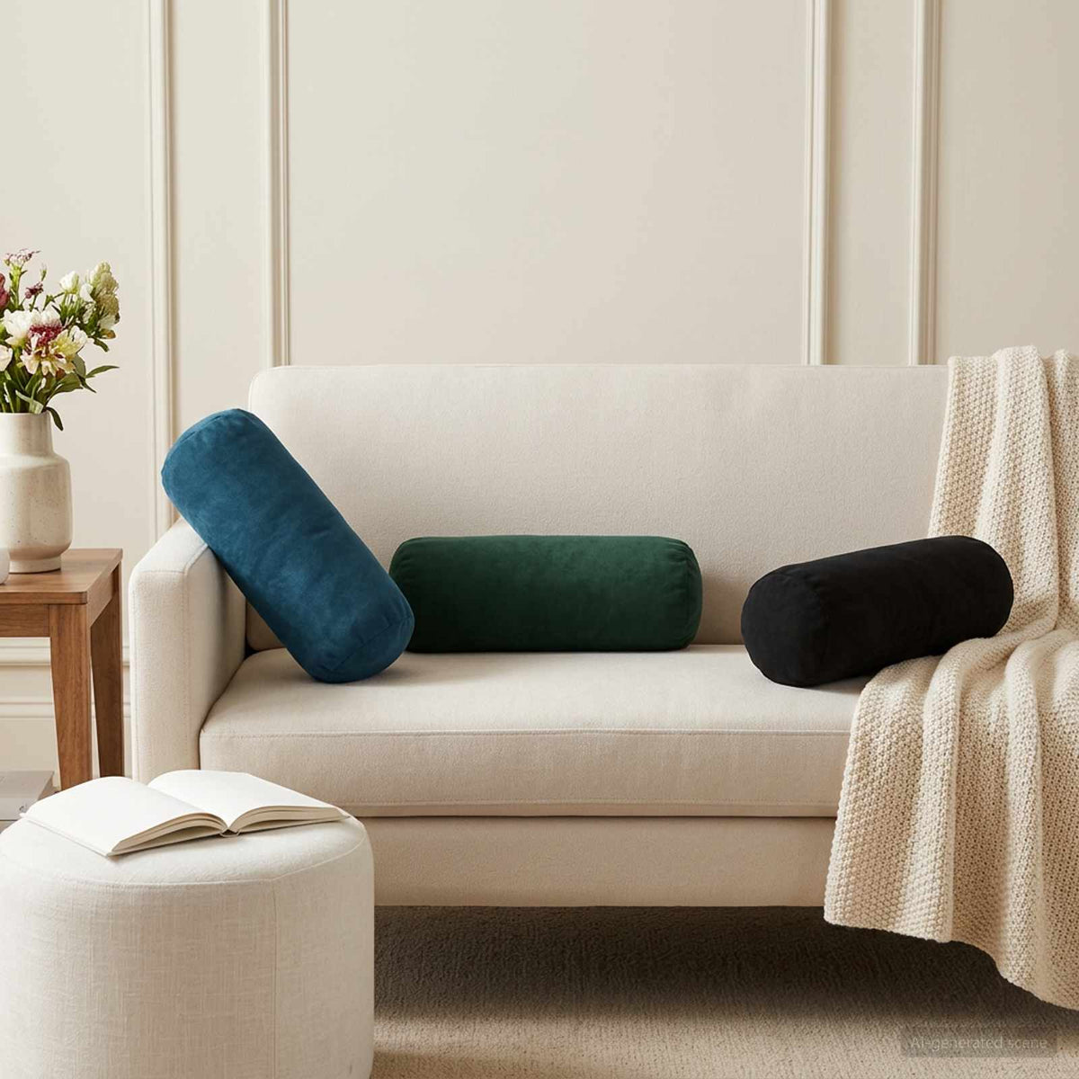 Cuscino con cuscino HEERLEN 6 pz Verde Scuro Velluto