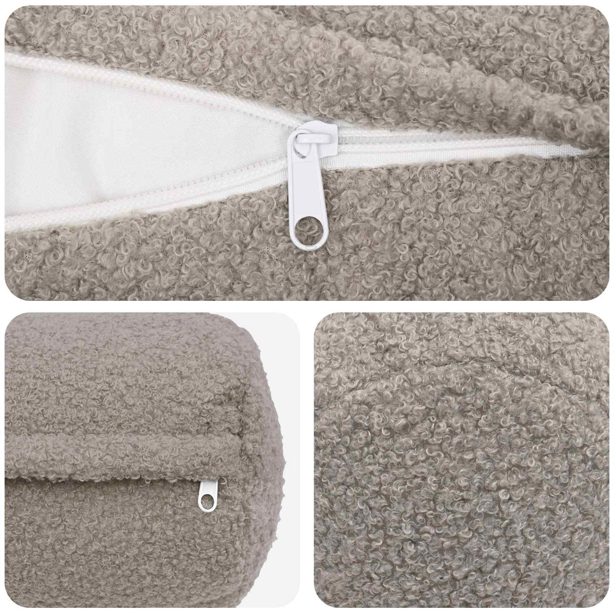 Federa 2 pcs HEERLEN Grigio Chiaro Ø 15 x 40 cm Bouclé | homemem39