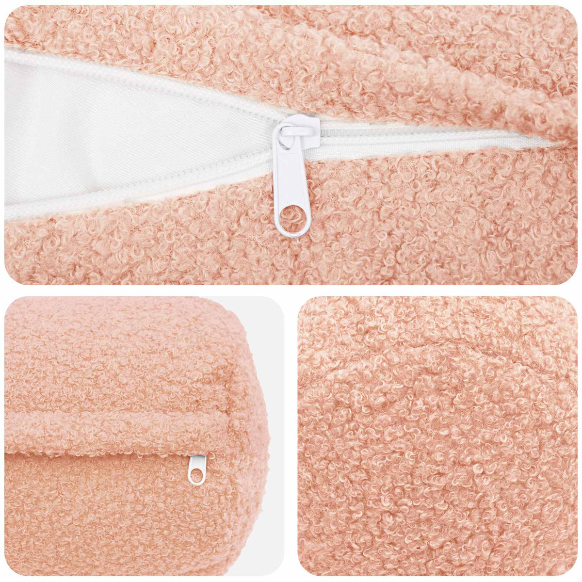 Federa 2 pcs HEERLEN Rosa Ø 15 x 40 cm Bouclé | homemem39