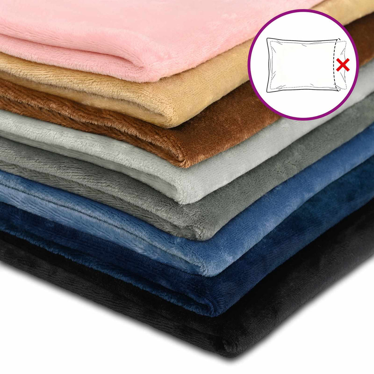 Federa 6 pcs HEERLEN Nero Ø 15 x 40 cm Flanella | homemem39