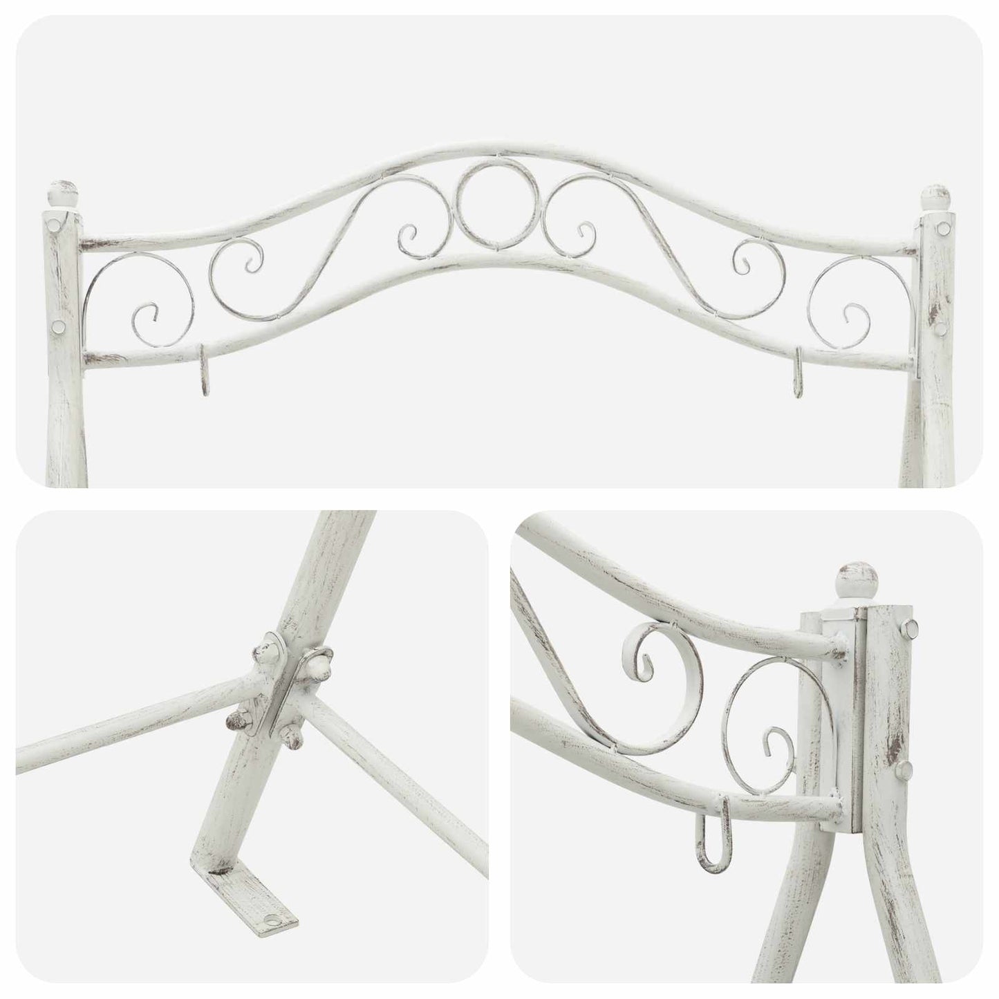 Panchina a Dondolo Acciaio 113 x 121,5 x 168 cm Bianco Antico | homemem39