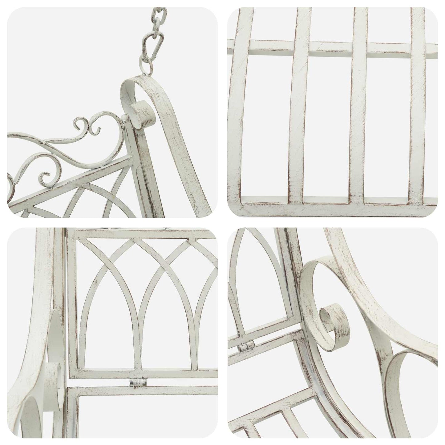 Panchina a Dondolo Acciaio 113 x 121,5 x 168 cm Bianco Antico | homemem39
