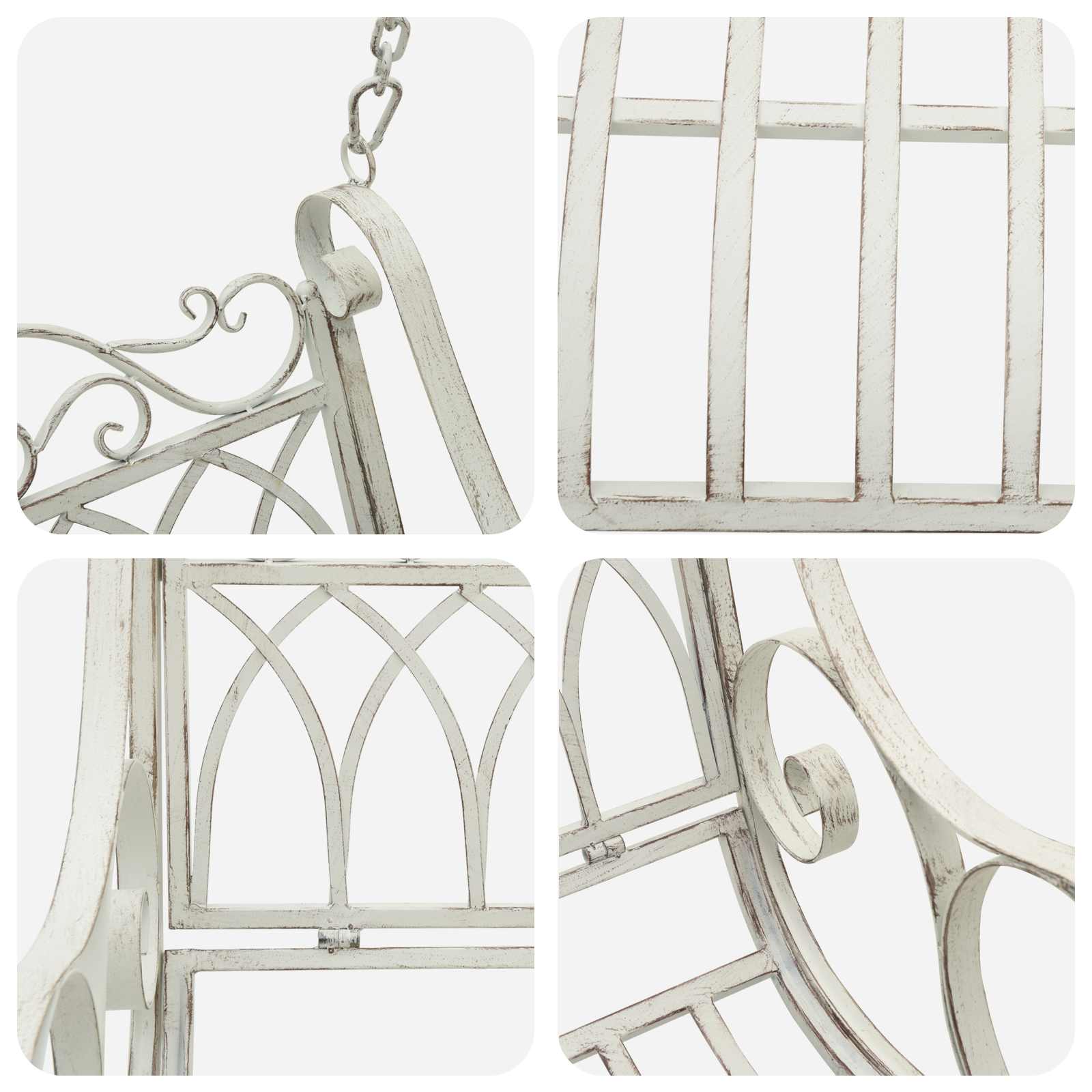 Panchina a Dondolo Acciaio 113 x 121,5 x 168 cm Bianco Antico | homemem39