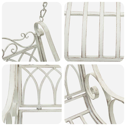 Panchina a Dondolo Acciaio 113 x 121,5 x 168 cm Bianco Antico | homemem39