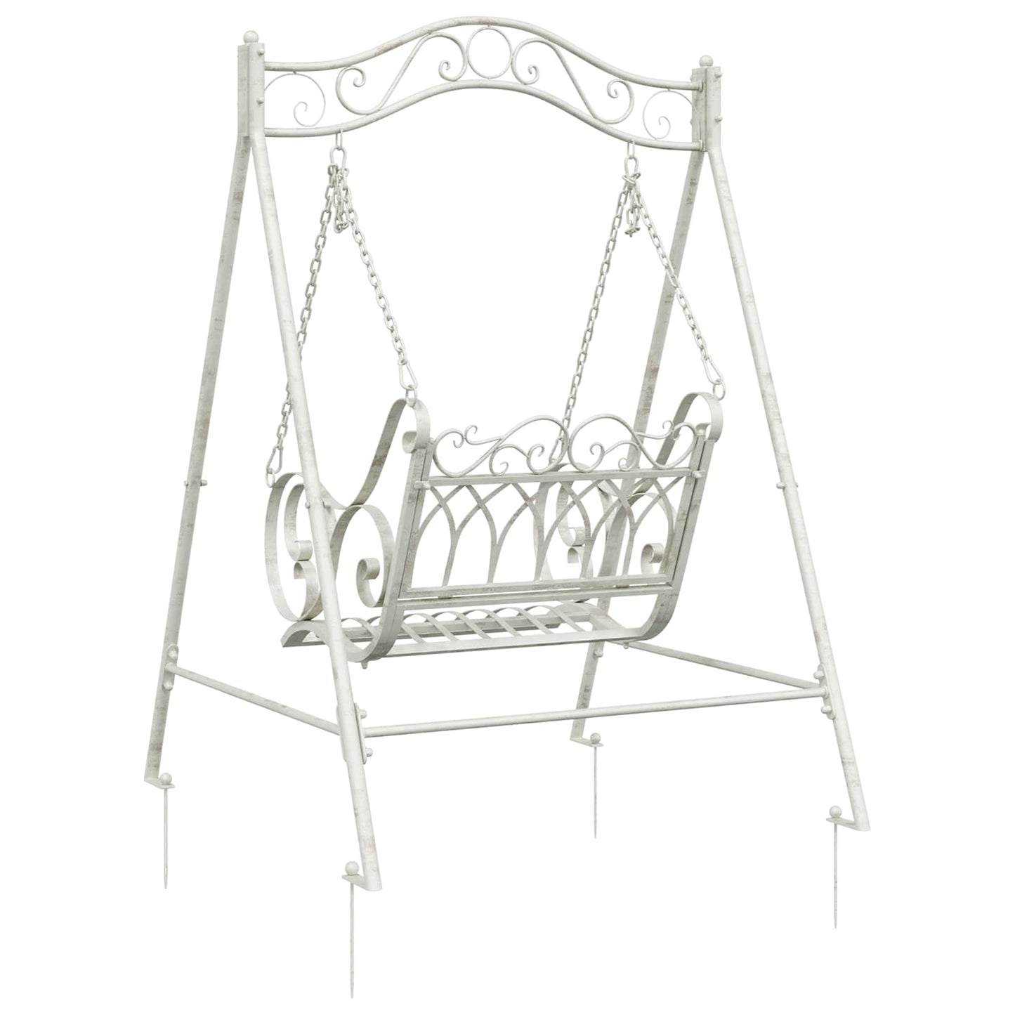 Panchina a Dondolo Acciaio 113 x 121,5 x 168 cm Bianco Antico | homemem39