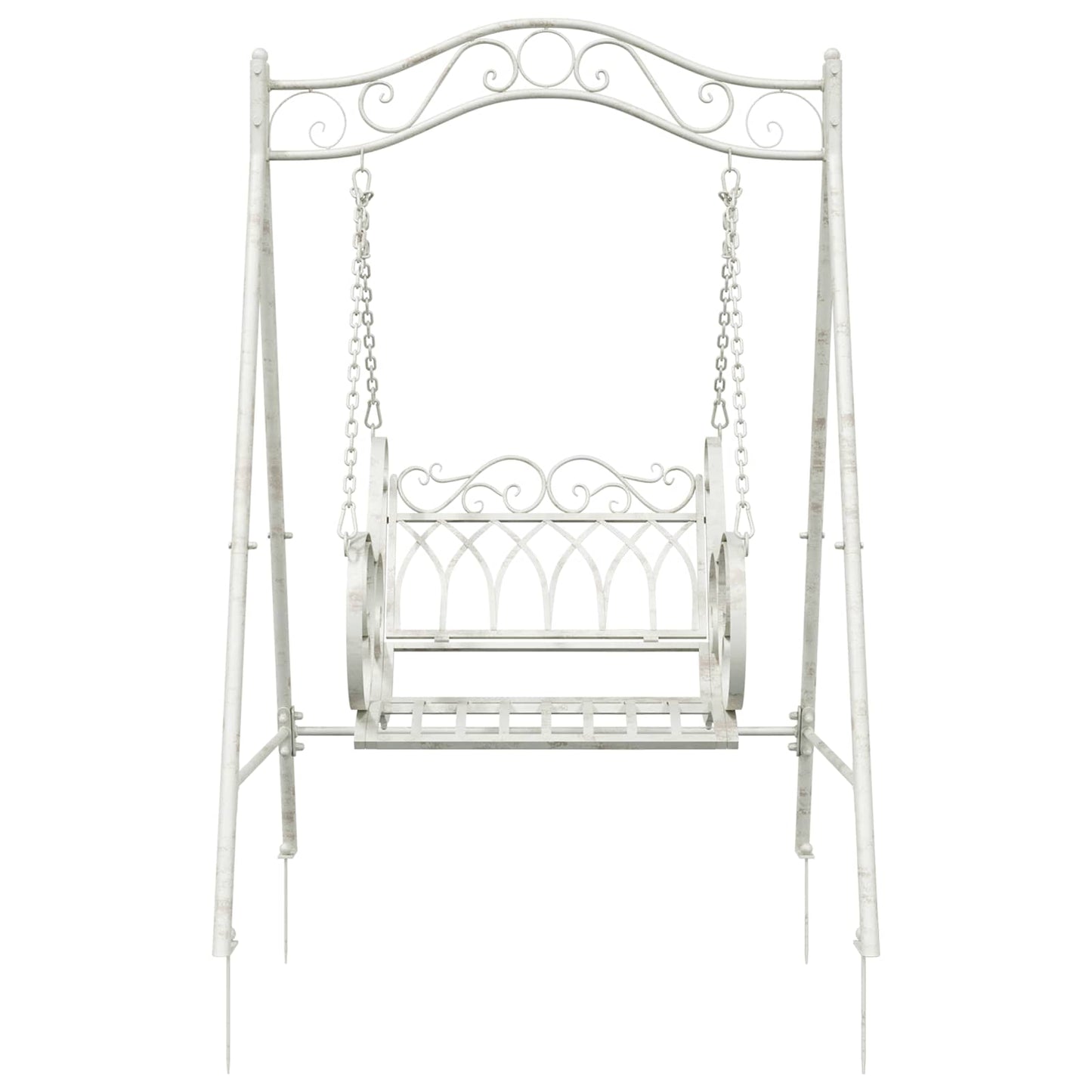 Panchina a Dondolo Acciaio 113 x 121,5 x 168 cm Bianco Antico | homemem39