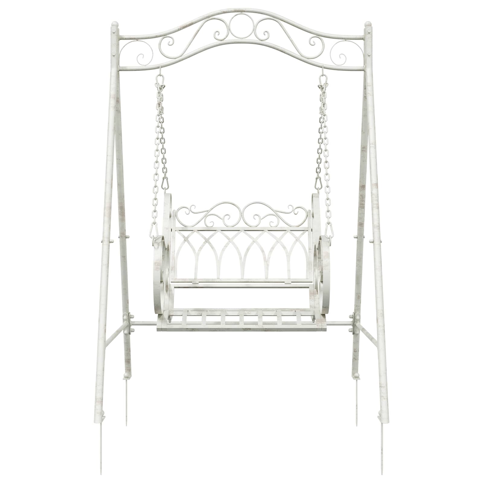 Panchina a Dondolo Acciaio 113 x 121,5 x 168 cm Bianco Antico | homemem39