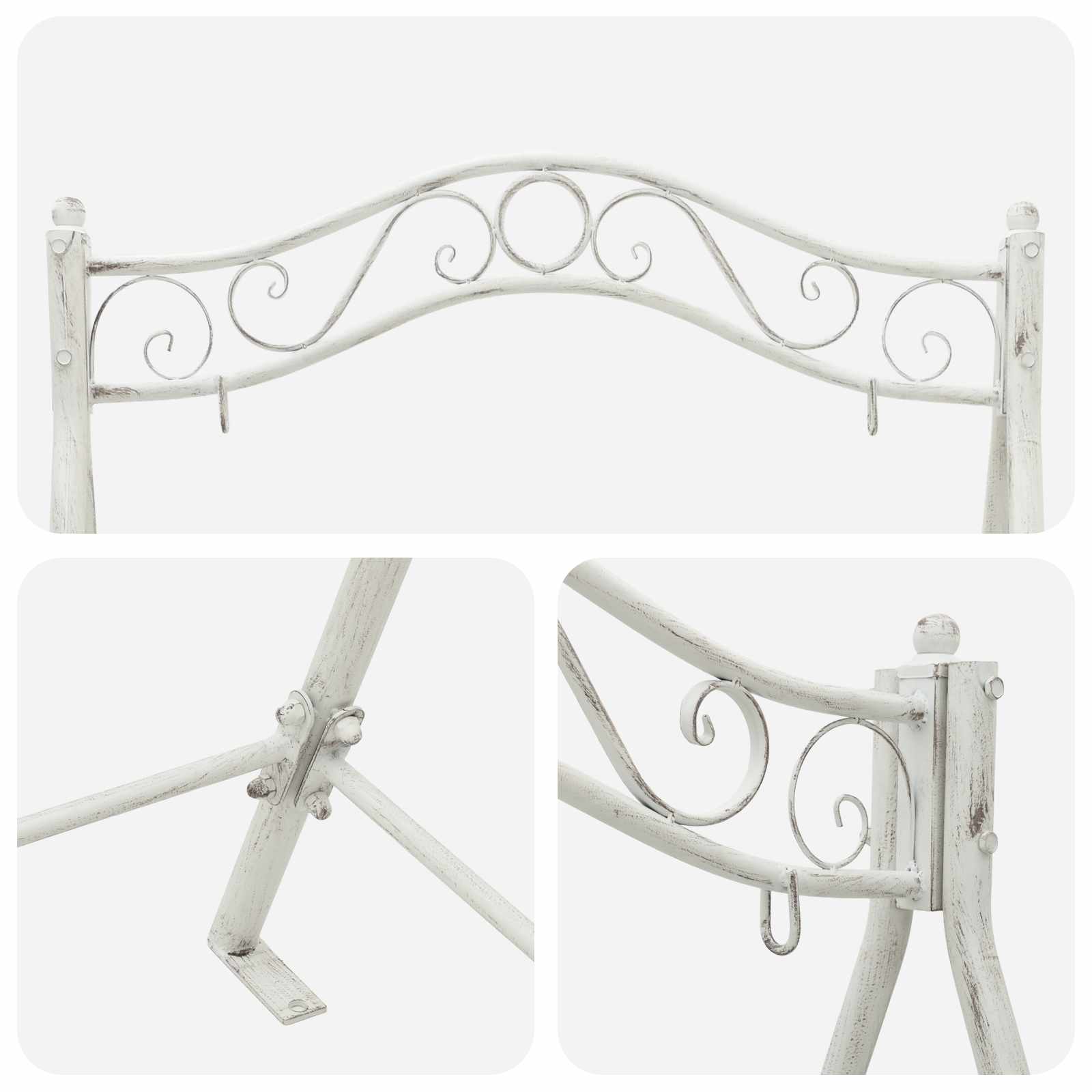 Panchina a Dondolo Acciaio 113 x 121,5 x 168 cm Bianco Antico | homemem39