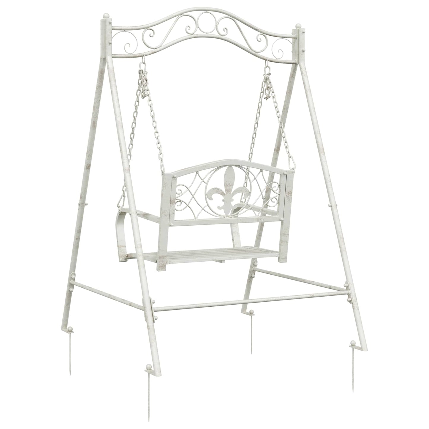 Panchina a Dondolo Acciaio 113 x 121,5 x 168 cm Bianco Antico | homemem39