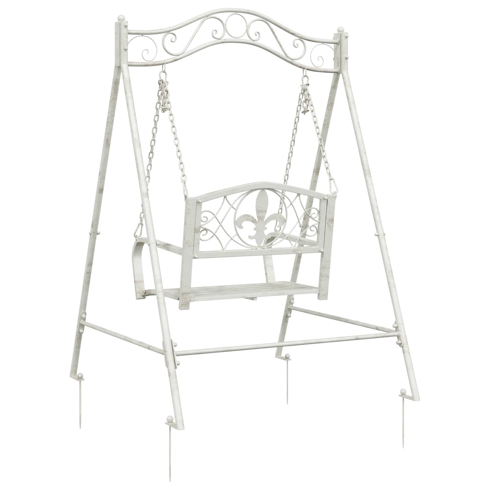 Panchina a Dondolo Acciaio 113 x 121,5 x 168 cm Bianco Antico | homemem39